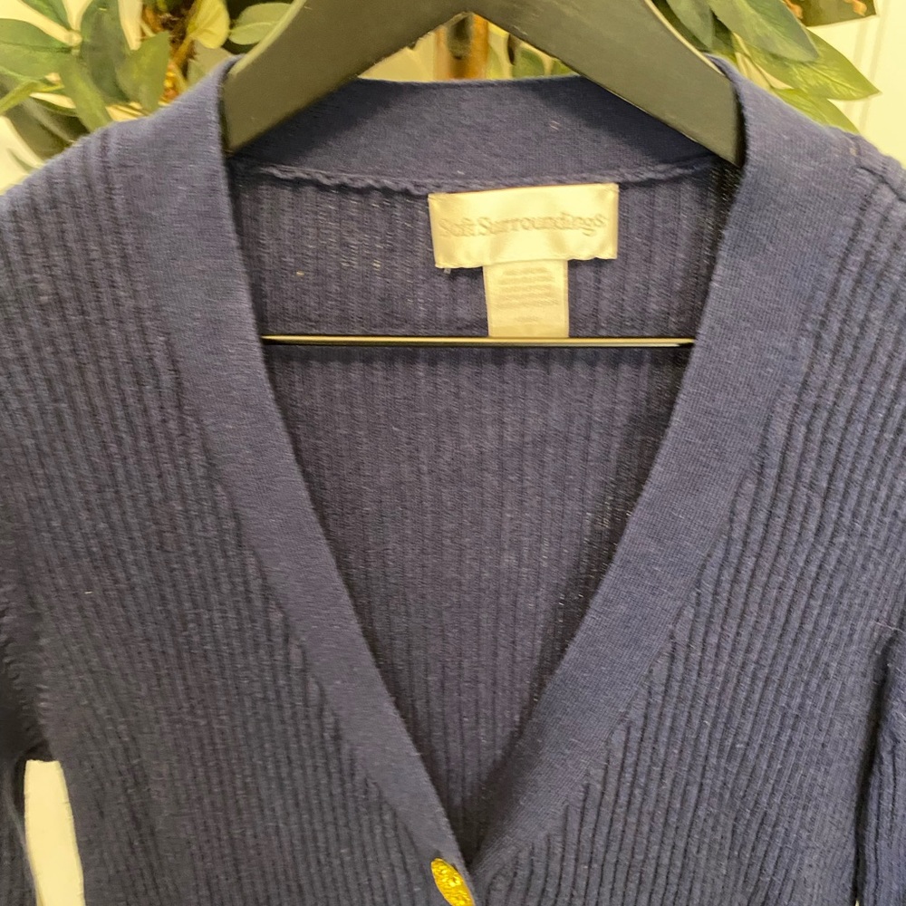 Soft Surroundings Ribbed Knit Cardigan Sweater Button Down L - Picture 3 of 9